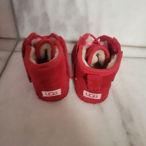 Ugg Australia Kids Red Mid Faux Fur Lace Up Ankle Winter & Snow Boots Size 04/05 - Picture 2 of 6